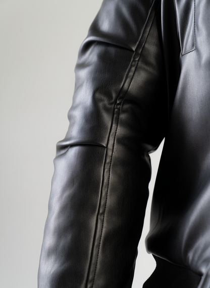 Black Leather Puffer jacket