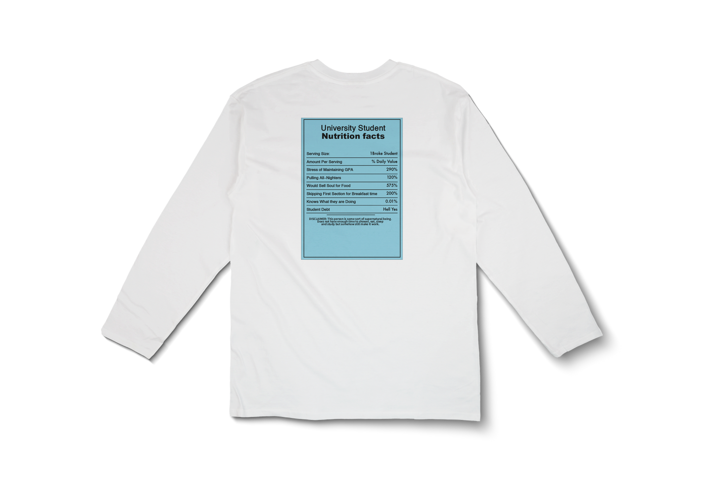 Student Nutition Fact Long Sleeve