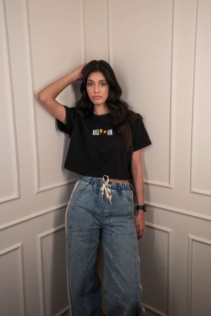 Black oversize Cropped Tee