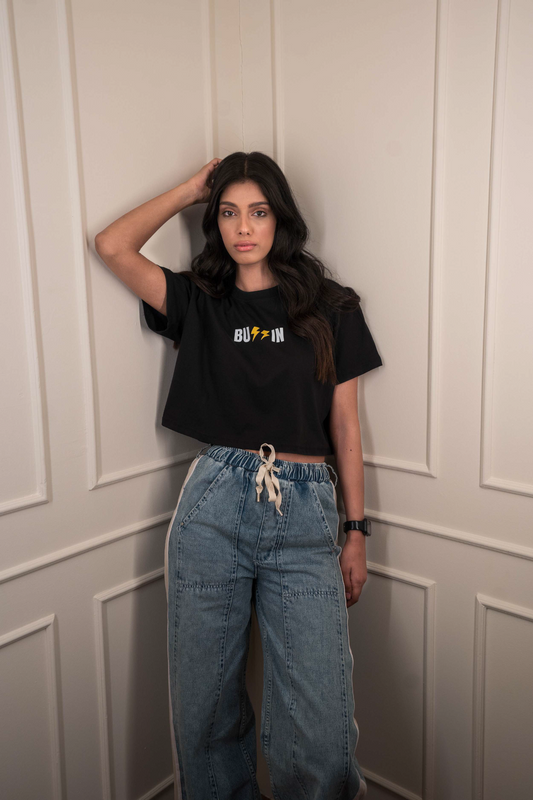 Black oversize Cropped Tee